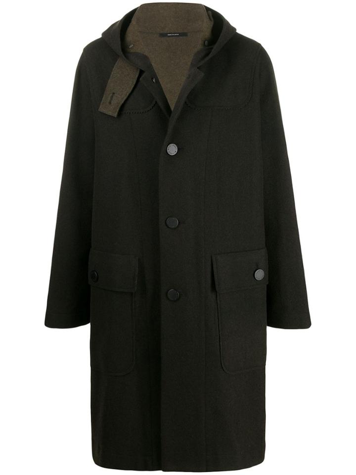 Issey Miyake Hooded Knit Midi Coat - Green
