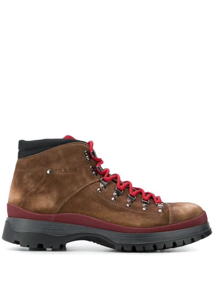 Prada Lace-up Hiking Boots - Brown