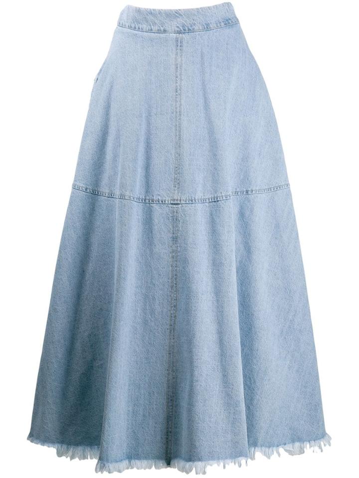 Federica Tosi Frayed Edge Long Skirt - Blue