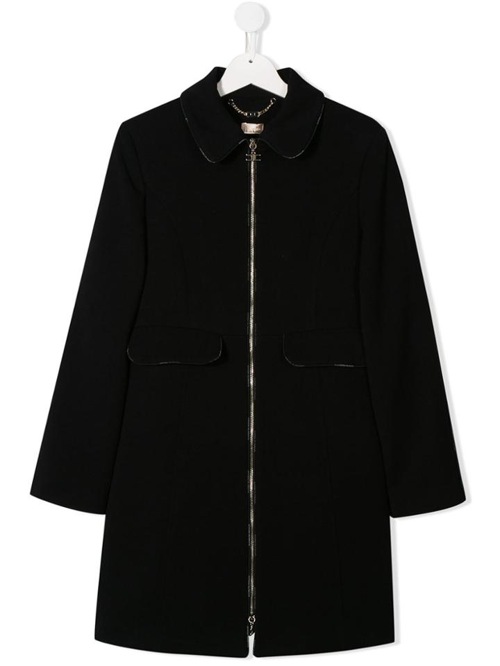 Elisabetta Franchi La Mia Bambina Zip Front Coat - Black