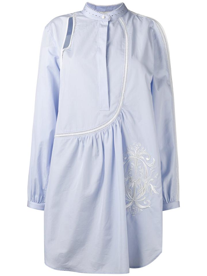 3.1 Phillip Lim - Cold Shoulder Shirt - Women - Silk/cotton - 4, Blue, Silk/cotton