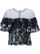 Cinq A Sept Floral Embroidery Sheer Blouse