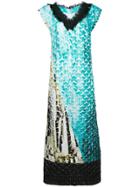Issey Miyake Frayed Neck Dress - Green