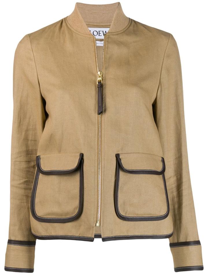 Loewe Leather Trim Jacket - Neutrals