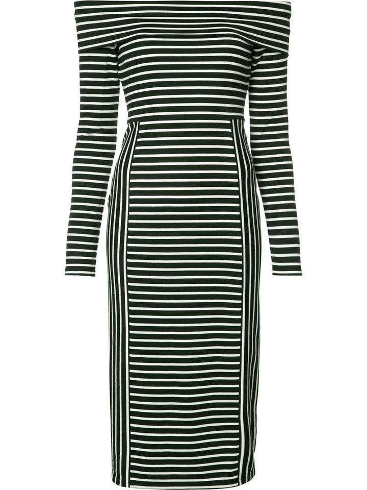 Derek Lam 10 Crosby Off The Shoulder Stripe Dress, Women's, Size: Small, Black, Elastodiene/polyester/rayon