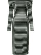Derek Lam 10 Crosby Off The Shoulder Stripe Dress, Women's, Size: Small, Black, Elastodiene/polyester/rayon