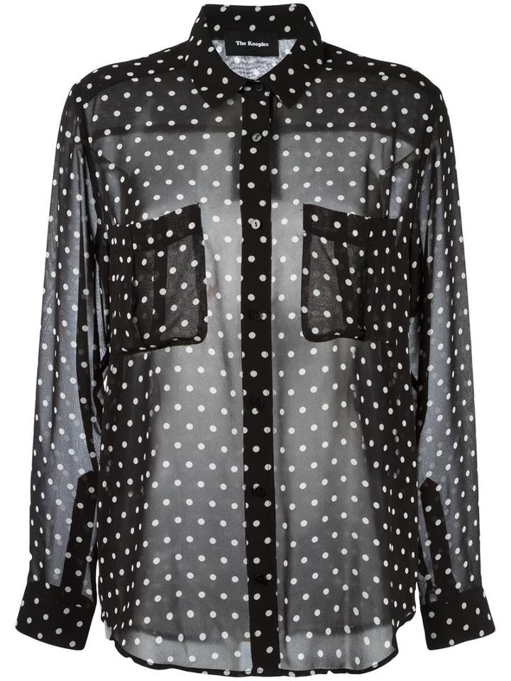 The Kooples Polka Dot Sheer Shirt, Women's, Size: Xxs, Black, Polyester