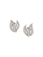 Susan Caplan Vintage 1960's Leaves Clip On Earrings - Silver