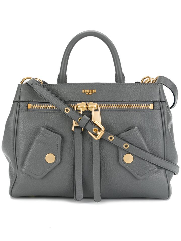Moschino Moto Top Handle Tote - Grey