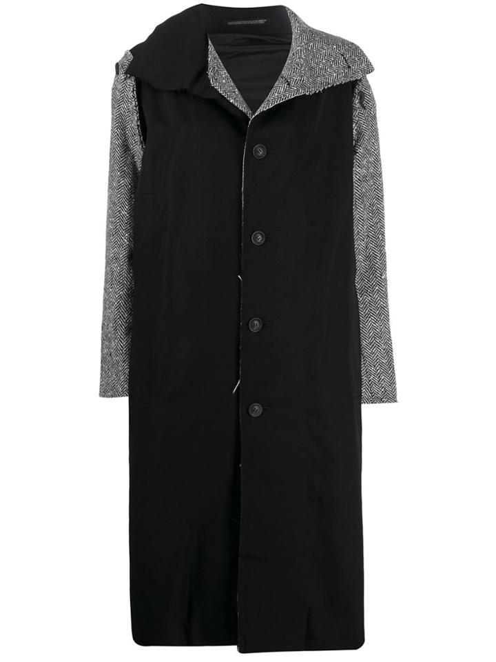 Yohji Yamamoto Herringbone Patchwork Coat - Black