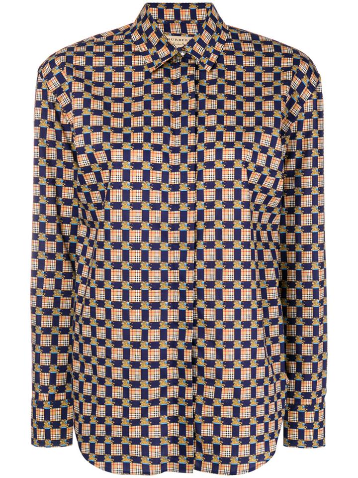 Burberry Printed Button Down Shirt - Blue