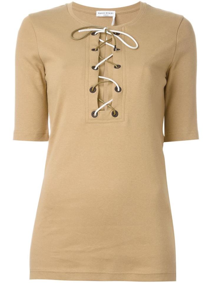 Sonia Rykiel Lace-up Short Sleeve Blouse