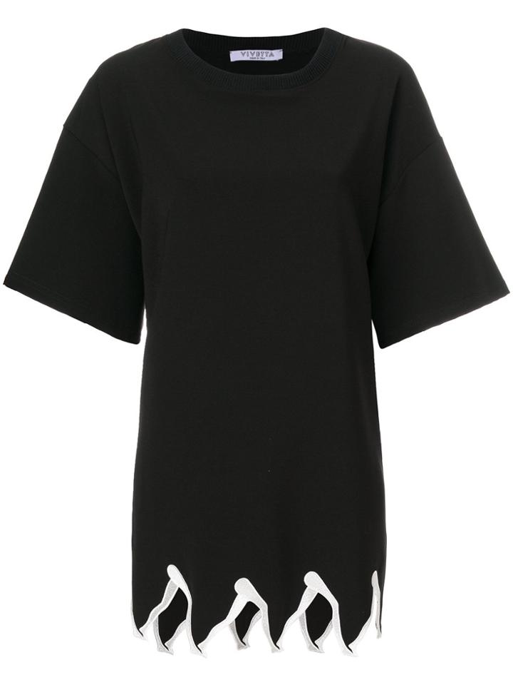 Vivetta Embellished Hem Half Sleeve Tee - Black