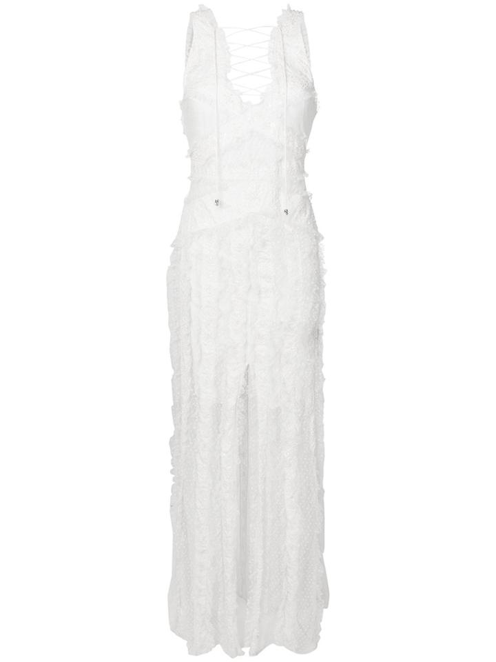 Just Cavalli Embroidered And Frill Trim Dress - White