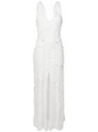 Just Cavalli Embroidered And Frill Trim Dress - White
