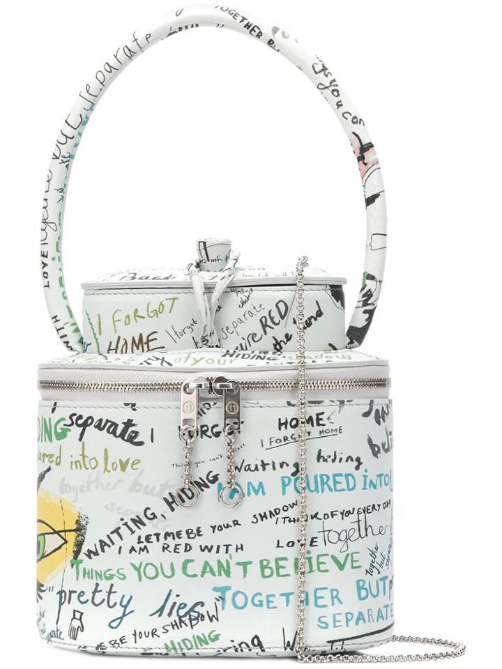 Maison Margiela Scribble Print Mini Box Bag - White