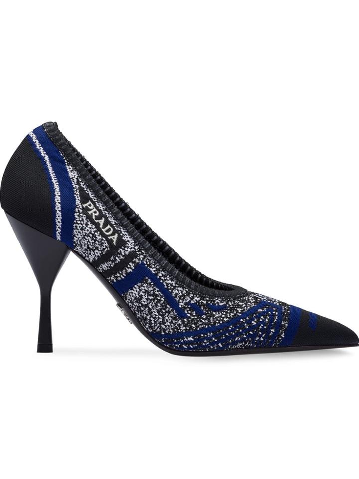 Prada Knit Fabric Pointy Toe Pumps - Black