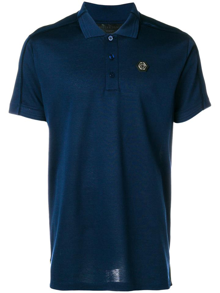 Philipp Plein Logo Plaque Polo Shirt - Blue