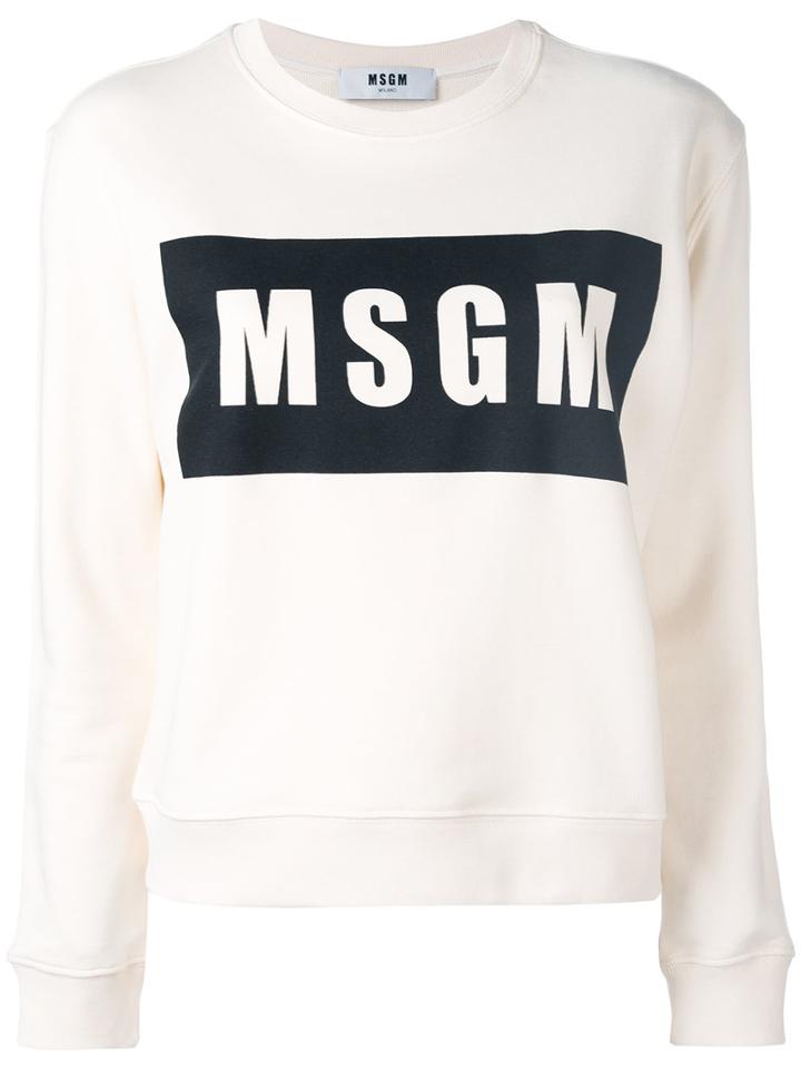 Msgm - Logo Print Sweatshirt - Women - Cotton - M, White, Cotton