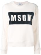 Msgm - Logo Print Sweatshirt - Women - Cotton - M, White, Cotton