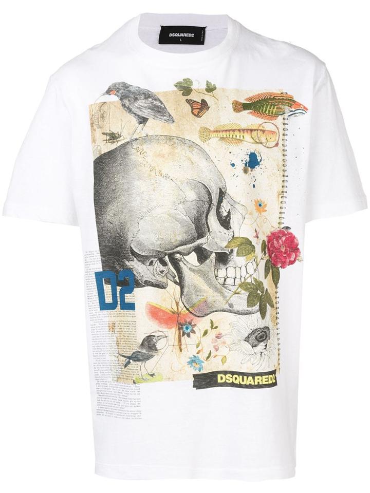 Dsquared2 Skull Illustration Print - White