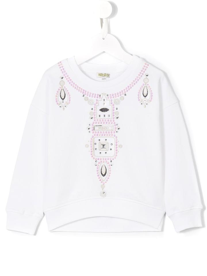 Kenzo Kids Embroidered Sweatshirt, Girl's, Size: 12 Yrs, White