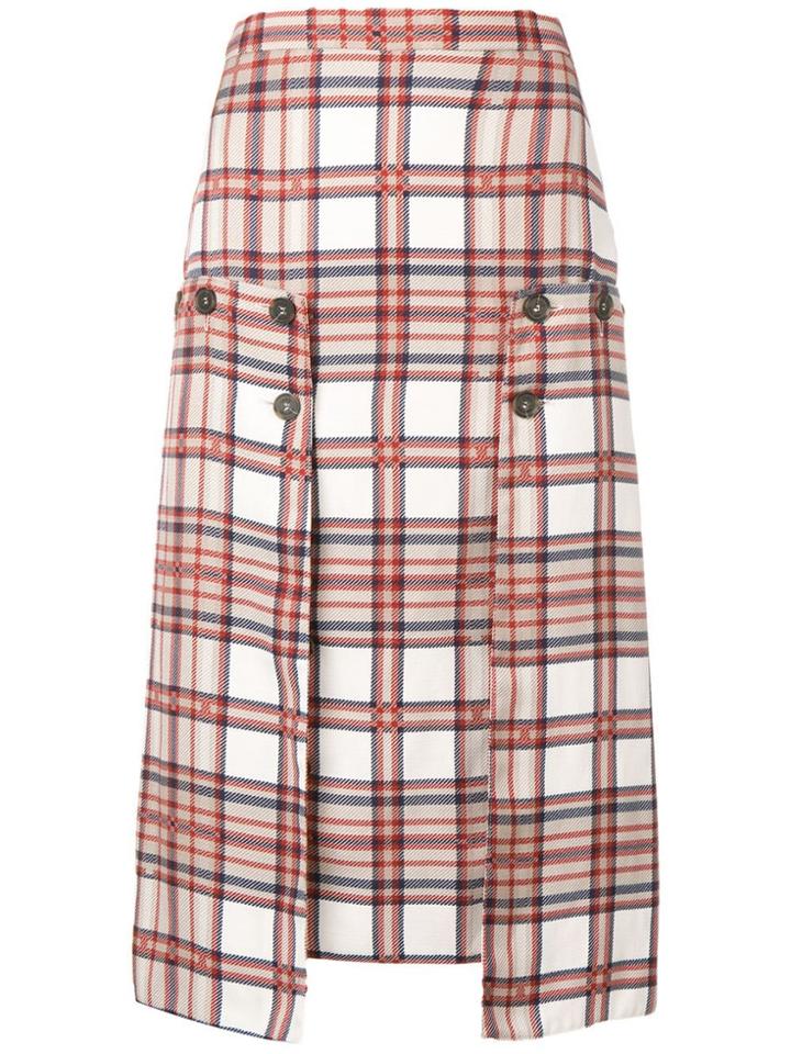 Rokh Plaid Print Pencil Skirt - Neutrals