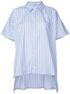 Astraet - Striped Shortsleeved Shirt - Women - Cotton - One Size, White, Cotton