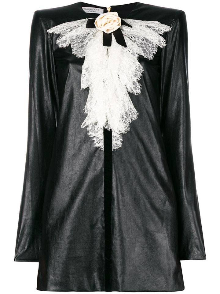 Philosophy Di Lorenzo Serafini Contrast Ruffle Neck Shift Dress -