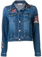 Red Valentino Floral Appliqué Denim Jacket - Blue