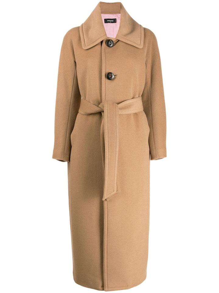 Dsquared2 Single-breasted Midi Coat - Neutrals