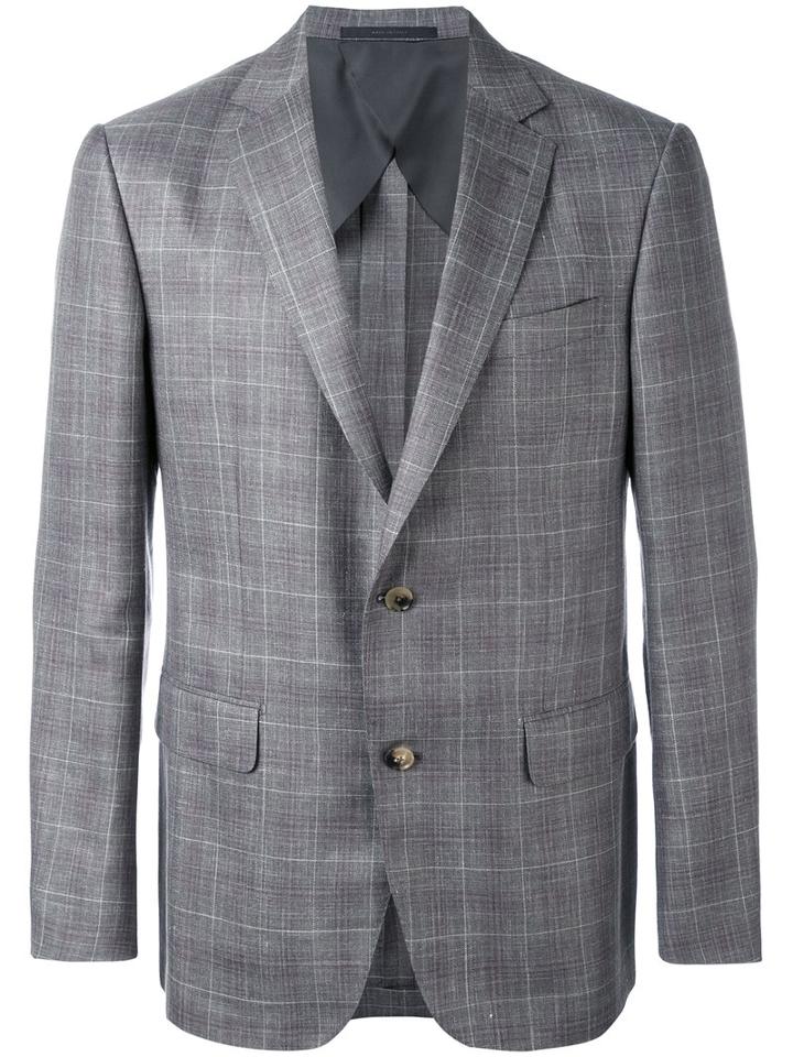 Pal Zileri - Plaid Blazer - Men - Silk/linen/flax/cupro/wool - 50, Grey, Silk/linen/flax/cupro/wool