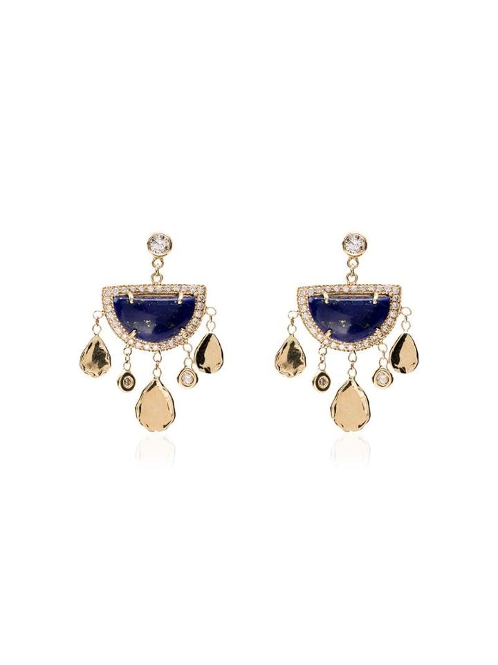 Jacquie Aiche 14kt Yellow Gold Turquoise Disc Drop Earrings - Metallic