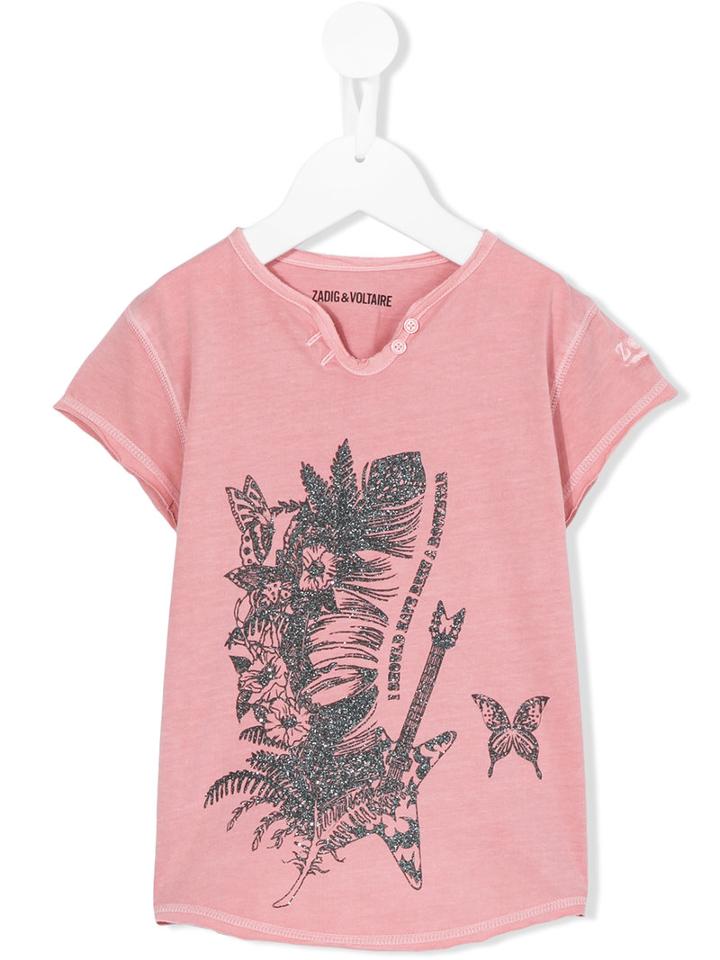 Zadig & Voltaire Kids - Glitter Print T-shirt - Kids - Cotton - 10 Yrs, Pink/purple