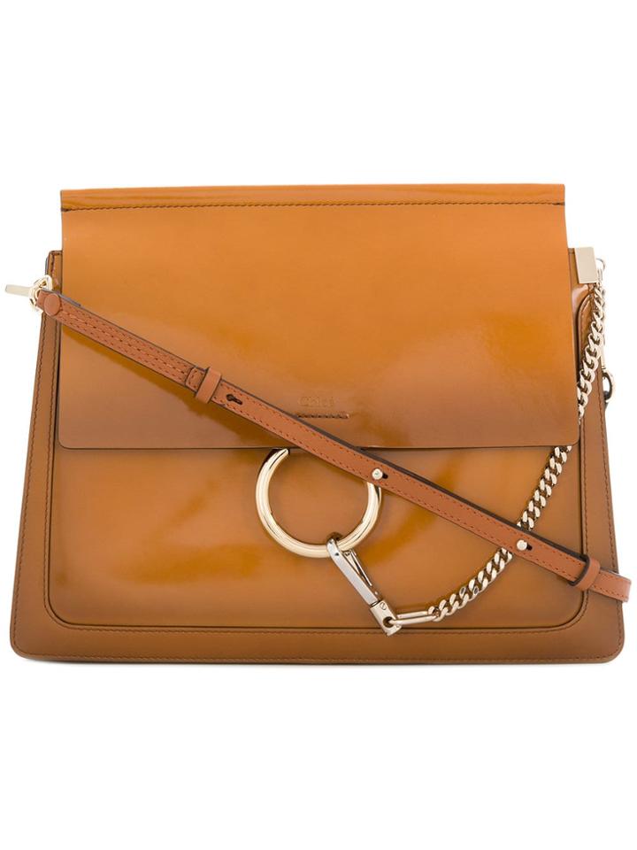 Chloé Caramel Brown Faye Patent And Leather Shoulder Bag