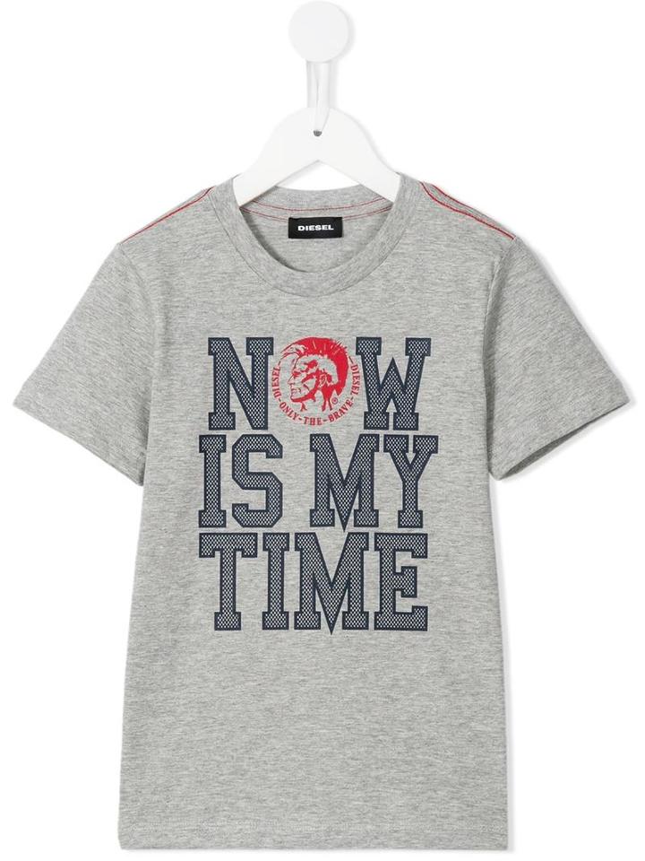 Diesel Kids Now Is My Time T-shirt, Toddler Boy's, Size: 3 Yrs, Grey