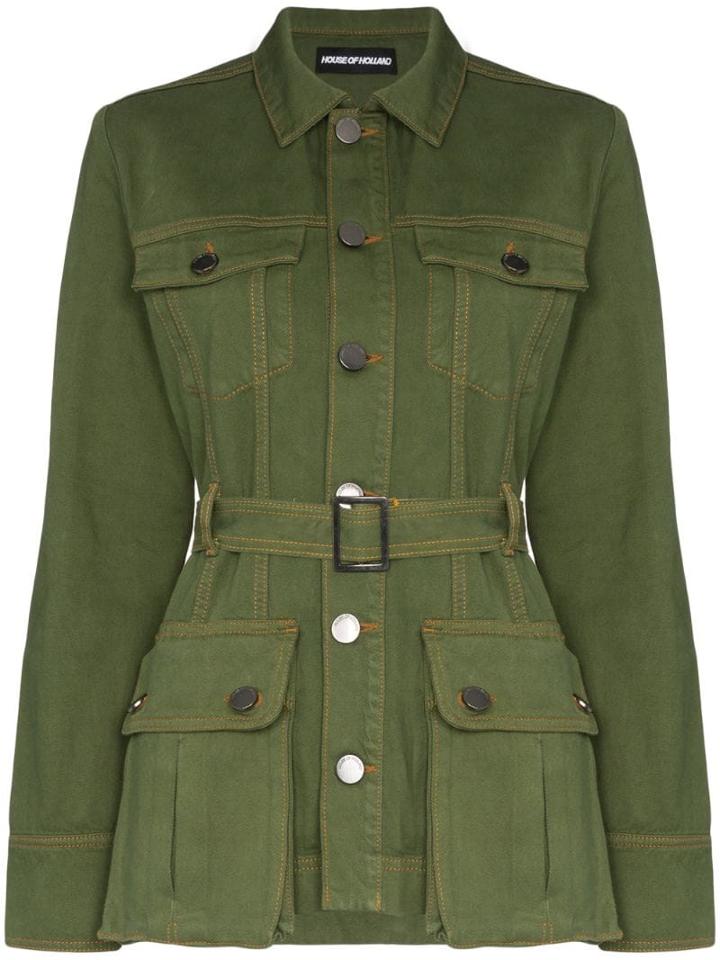 House Of Holland Belted Safari Jacket - Green