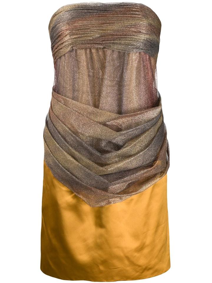 Chanel Pre-owned Strapless Draped Dress - Yellow