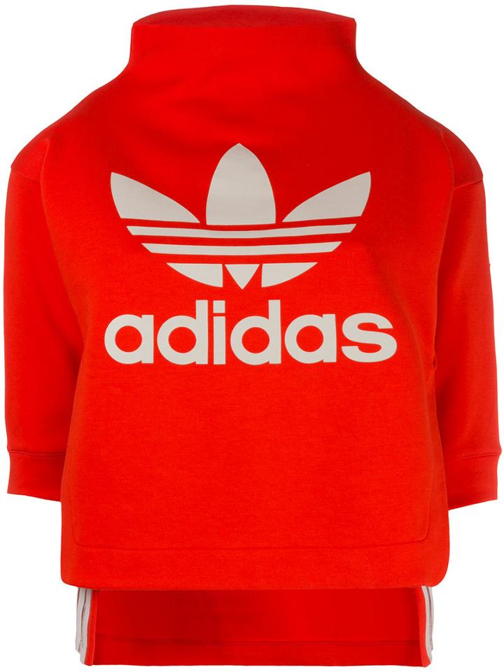 Adidas Logo Print Sweatshirt, Women's, Size: 40, Red, Cotton/polyester/organic Cotton