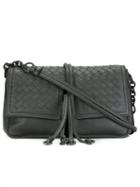 Bottega Veneta Interlaced Leather Crossbody Bag, Women's, Grey, Lamb Skin