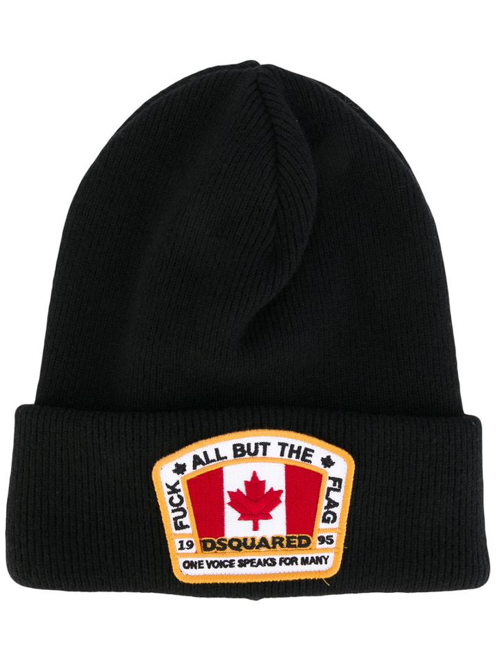 Dsquared2 - Logo Patch Beanie Hat - Men - Wool - One Size, Black, Wool