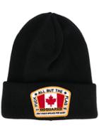 Dsquared2 - Logo Patch Beanie Hat - Men - Wool - One Size, Black, Wool