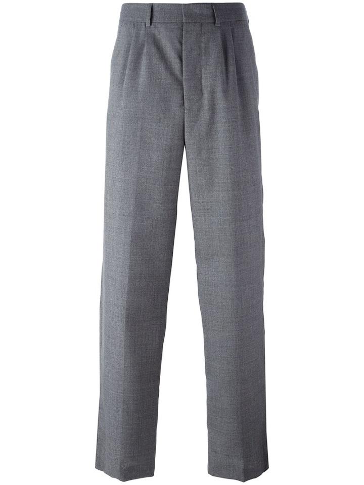 Ami Alexandre Mattiussi Double Pleat Wide Leg Trousers, Men's, Size: 42, Grey, Wool