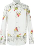 Dolce & Gabbana Bird Print Shirt, Men's, Size: 41, Grey, Cotton