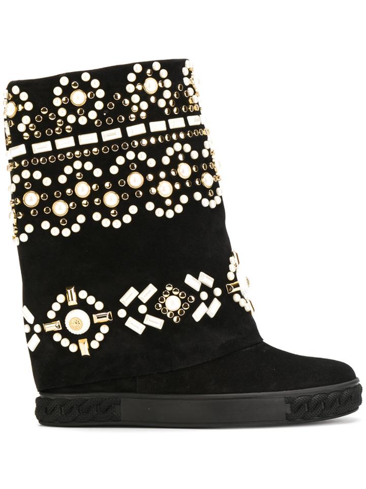 Casadei Embellished Chaucer Boots - Black