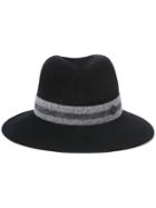 Maison Michel Strap Detailing Fedora Hat, Women's, Size: Medium, Blue, Rabbit Fur Felt