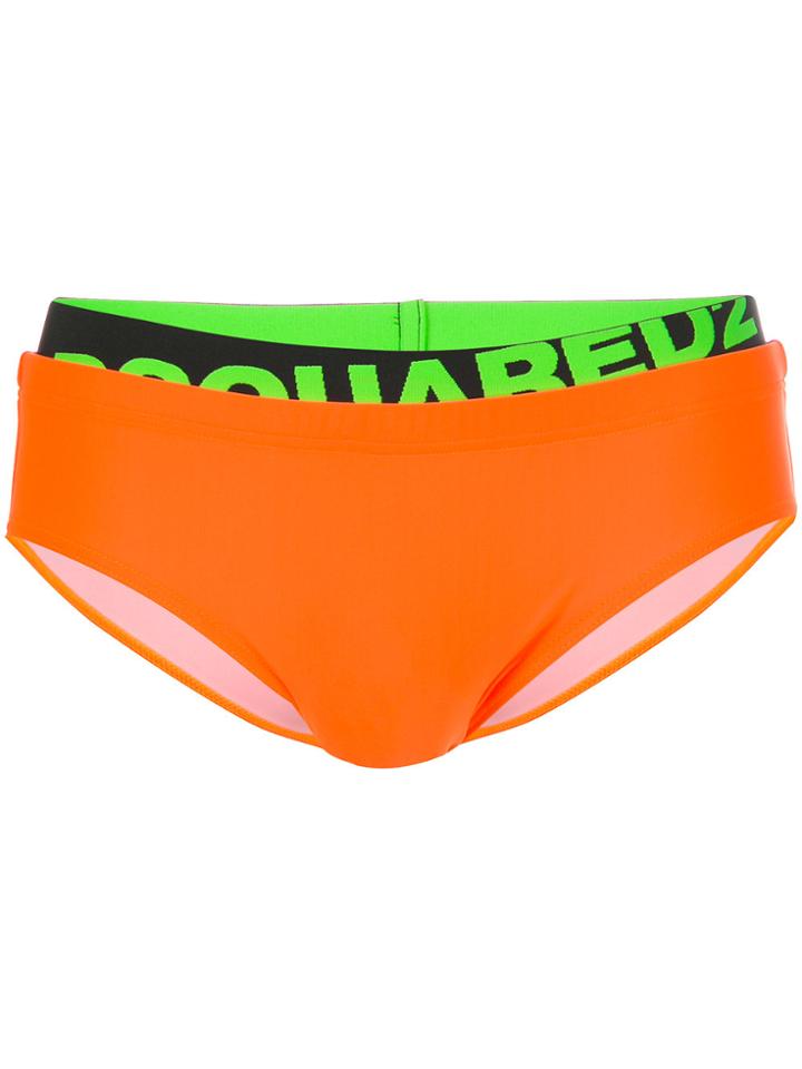 Dsquared2 Neon Branded Swim Shorts - Yellow & Orange