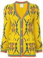 Barrie Cashmere Intarsia Knit Cardigan - Yellow & Orange