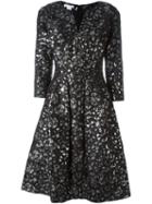 Oscar De La Renta Embroidered Flared Evening Dress, Women's, Size: 8, Black, Silk/cotton/nylon