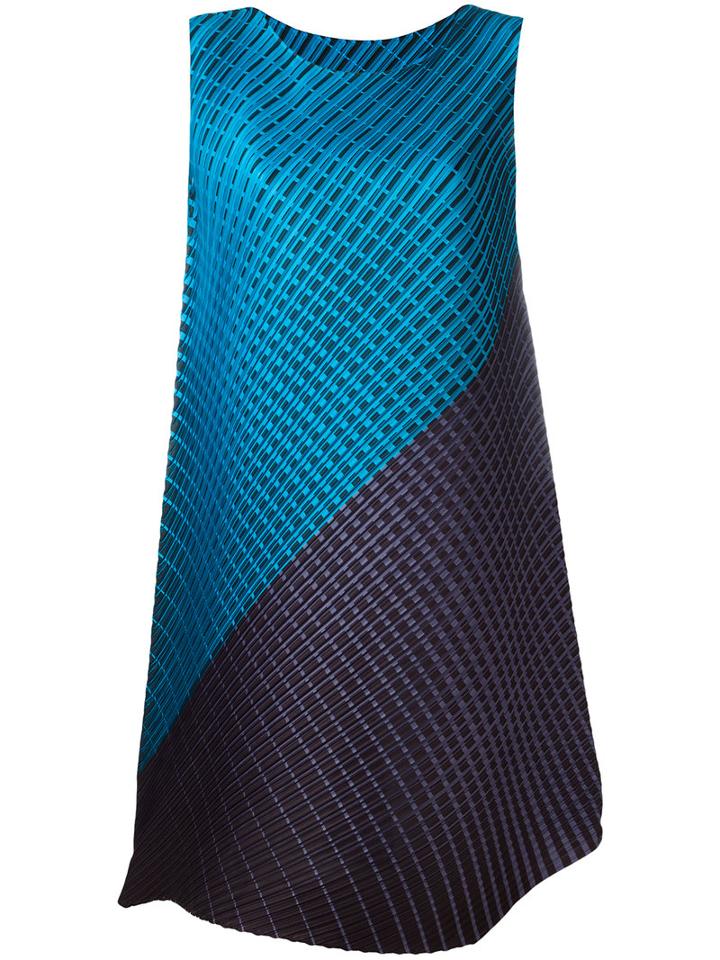 Pleats Please By Issey Miyake Asymmetric Panel Dress, Women's, Size: 5, Blue, Polyester